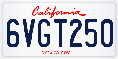 CA license plate 6VGT250