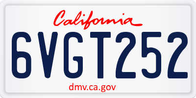CA license plate 6VGT252