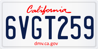 CA license plate 6VGT259