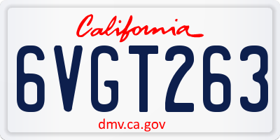 CA license plate 6VGT263