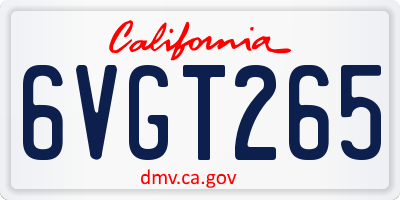 CA license plate 6VGT265
