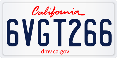 CA license plate 6VGT266