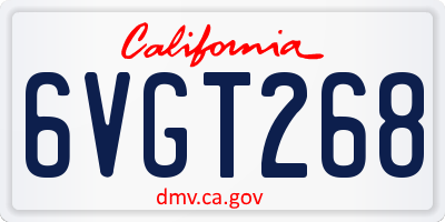CA license plate 6VGT268