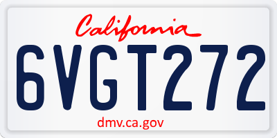 CA license plate 6VGT272
