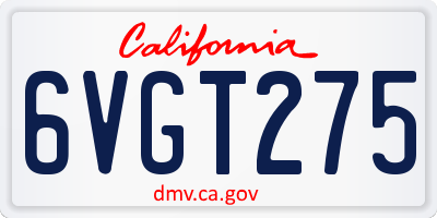 CA license plate 6VGT275