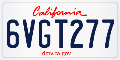 CA license plate 6VGT277