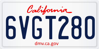 CA license plate 6VGT280