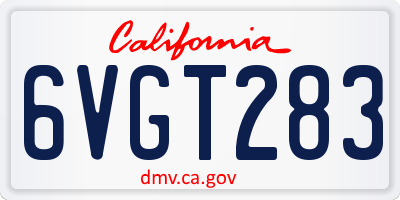 CA license plate 6VGT283