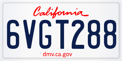 CA license plate 6VGT288