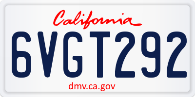 CA license plate 6VGT292