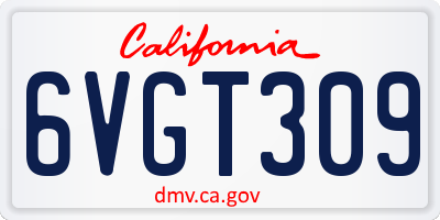 CA license plate 6VGT309