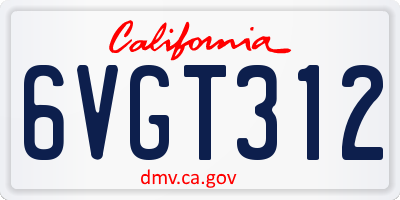 CA license plate 6VGT312