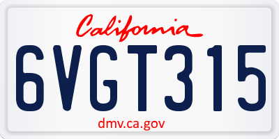 CA license plate 6VGT315