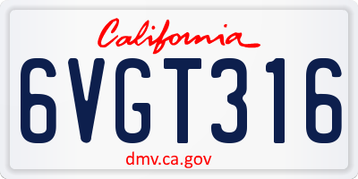 CA license plate 6VGT316