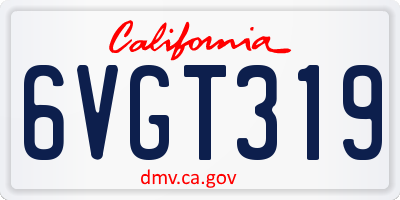 CA license plate 6VGT319