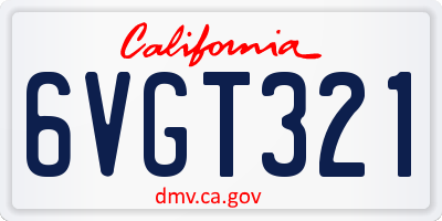 CA license plate 6VGT321