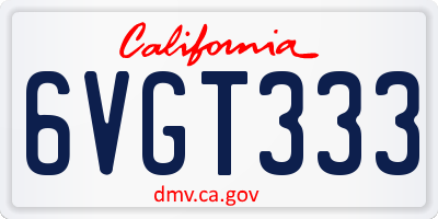 CA license plate 6VGT333