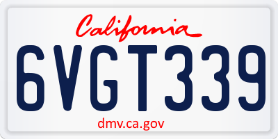 CA license plate 6VGT339