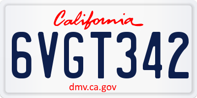 CA license plate 6VGT342