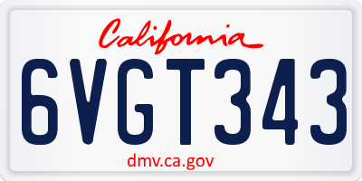 CA license plate 6VGT343