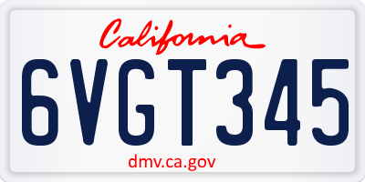 CA license plate 6VGT345