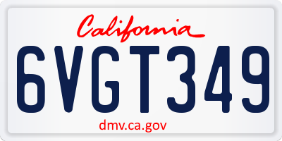 CA license plate 6VGT349