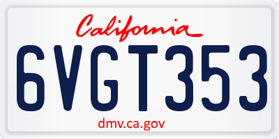 CA license plate 6VGT353