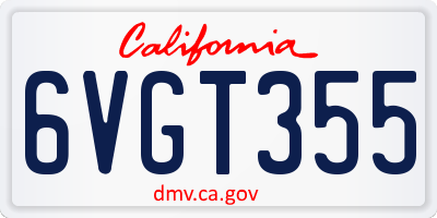 CA license plate 6VGT355