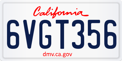 CA license plate 6VGT356