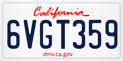 CA license plate 6VGT359