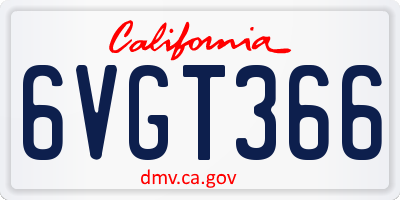 CA license plate 6VGT366