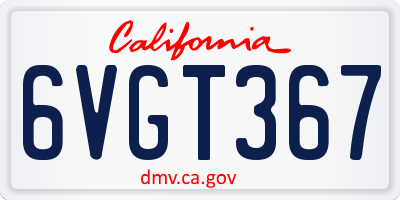 CA license plate 6VGT367