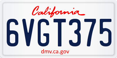 CA license plate 6VGT375