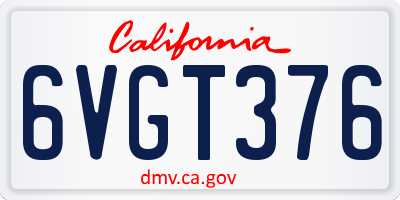CA license plate 6VGT376