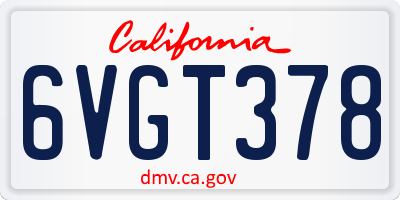 CA license plate 6VGT378