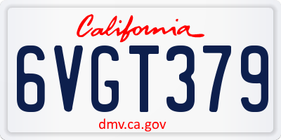 CA license plate 6VGT379