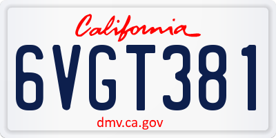 CA license plate 6VGT381