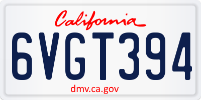 CA license plate 6VGT394