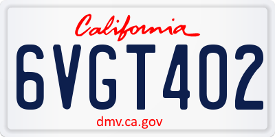 CA license plate 6VGT402