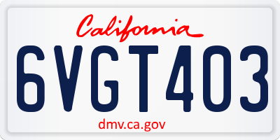 CA license plate 6VGT403
