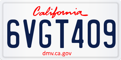 CA license plate 6VGT409