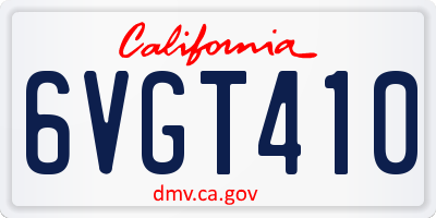 CA license plate 6VGT410
