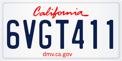 CA license plate 6VGT411