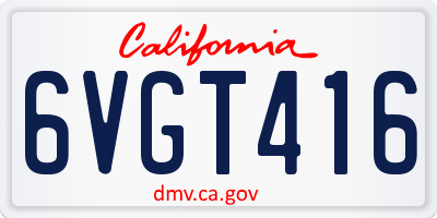 CA license plate 6VGT416
