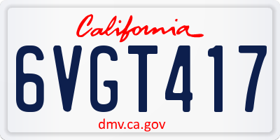 CA license plate 6VGT417
