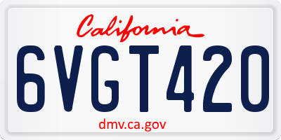 CA license plate 6VGT420