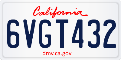 CA license plate 6VGT432