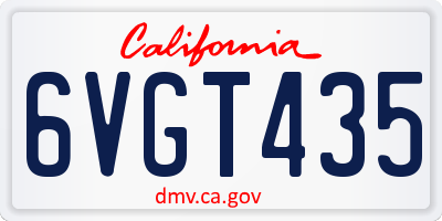 CA license plate 6VGT435