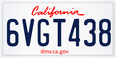 CA license plate 6VGT438