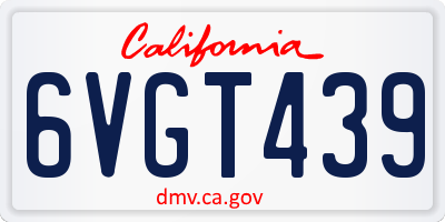 CA license plate 6VGT439